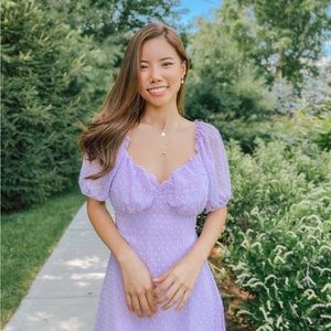 Missguided lilac mini dress puff sleeve